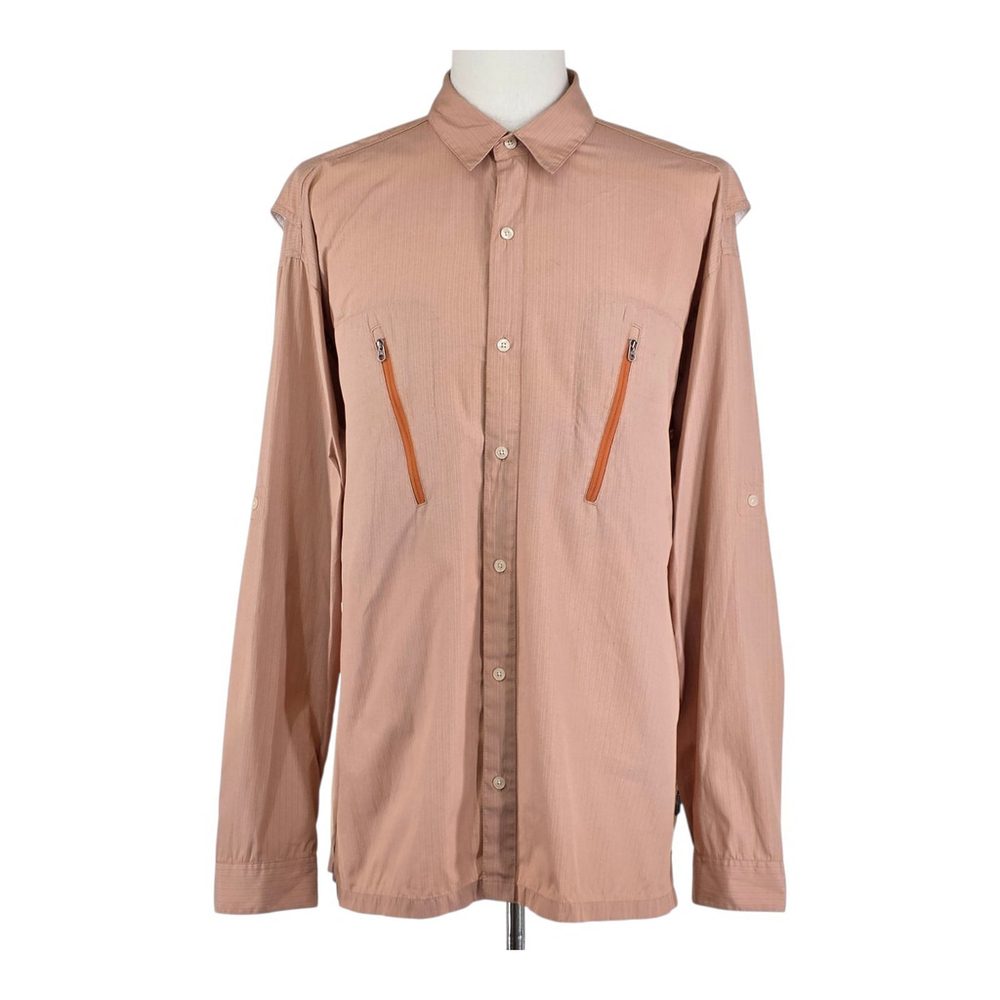 Gorp Patagonia Technical Fishing Shirt Men XXL Tan Zip Pockets Vent Back Hiking